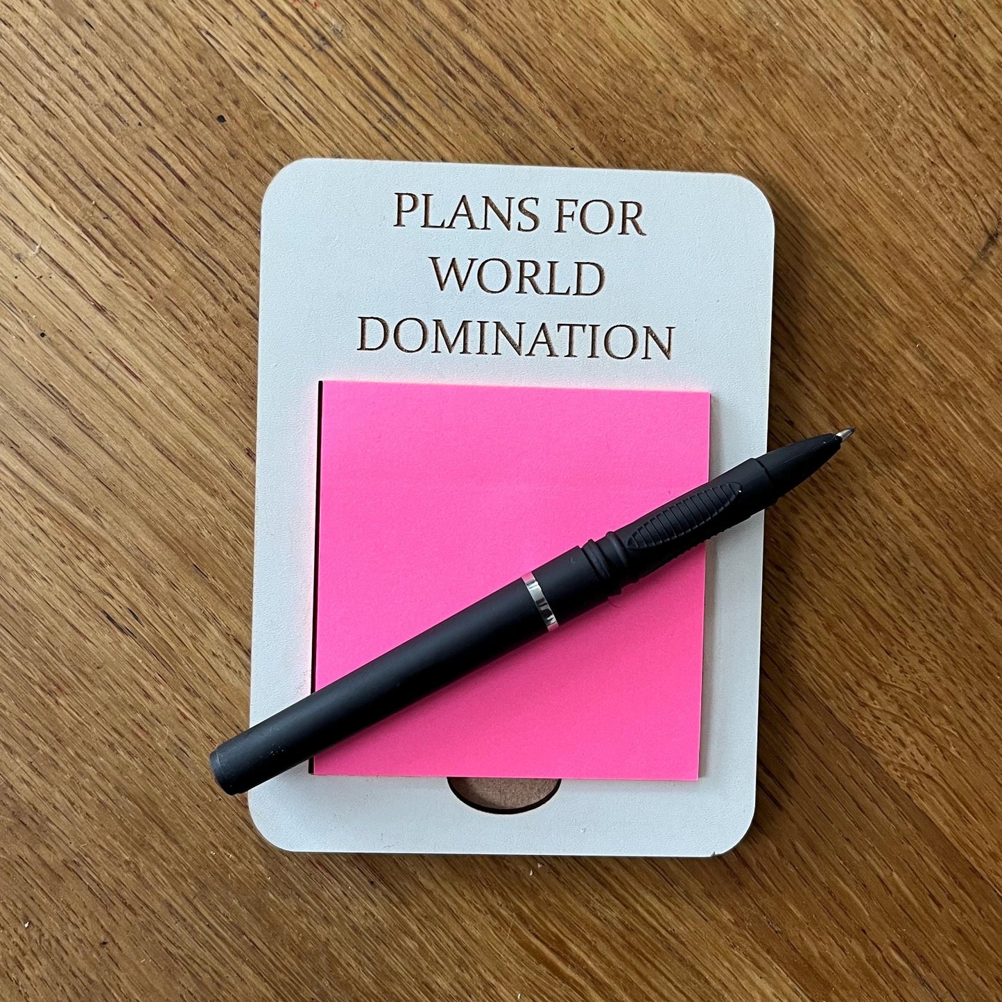 Funny Quote, Note Pad Wooden Post-It Note Holder: Sarcastic Desk Organizer