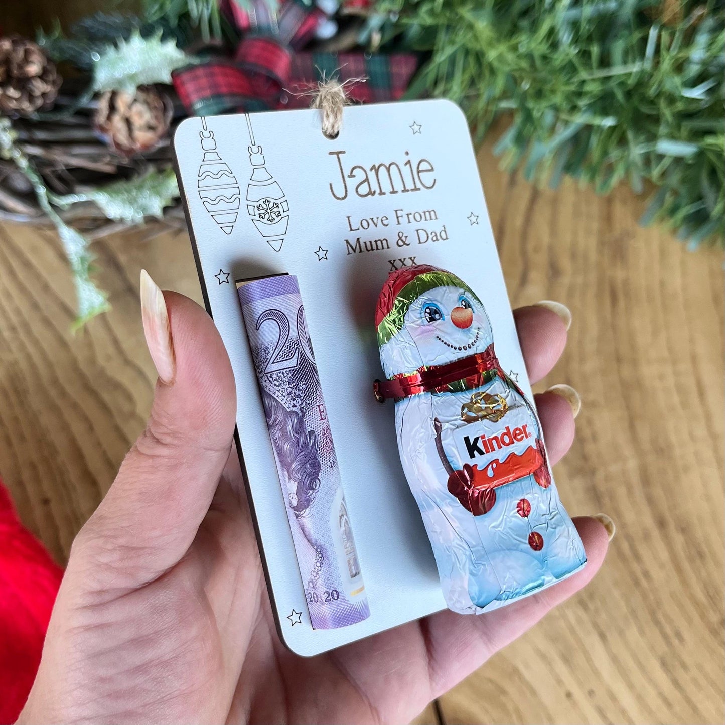 Christmas Money & Chocolate Envelope - Tree Ornament, Money Holder, Lindor Bear, Kinder Snowman