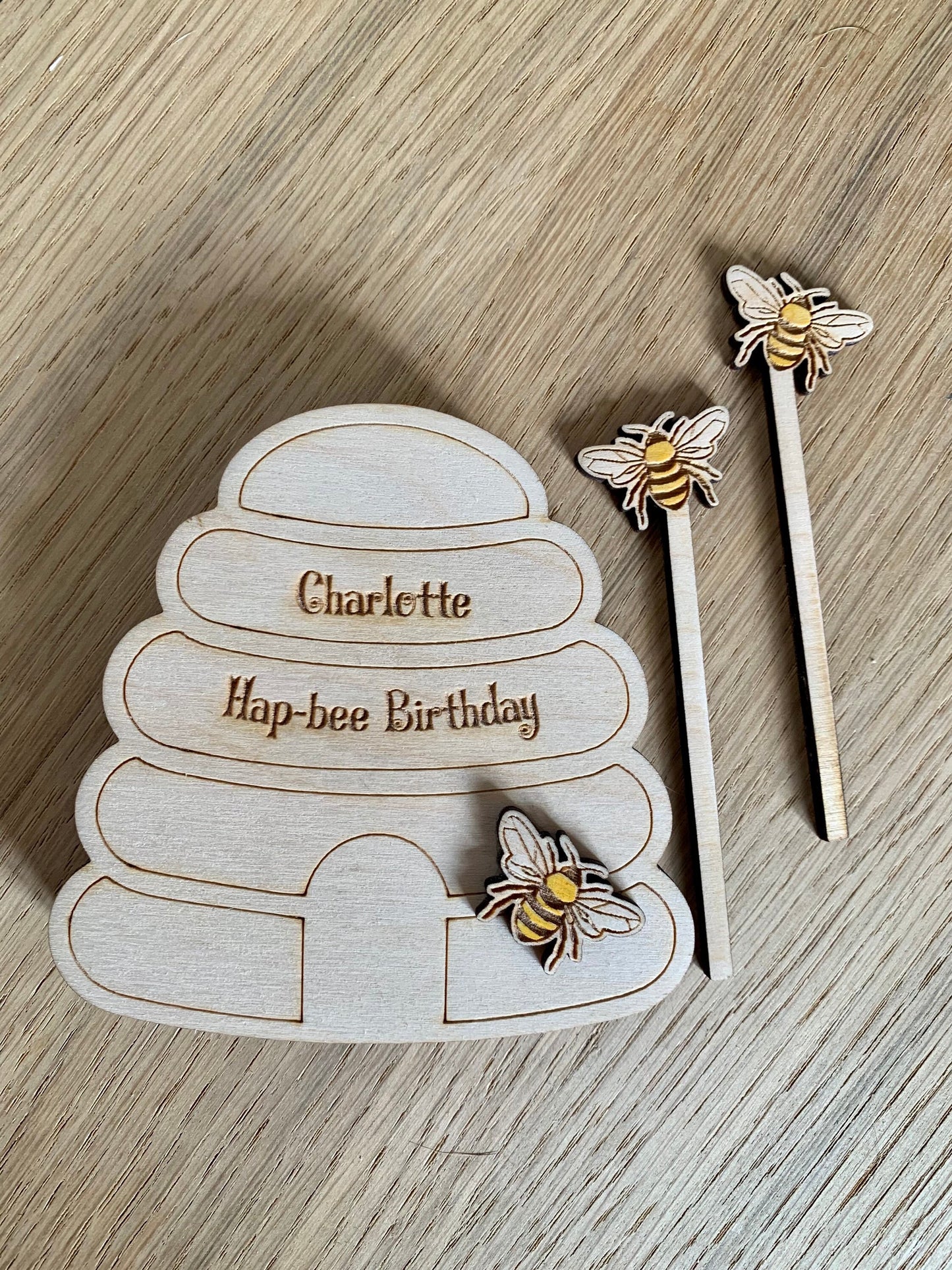 Personalised Wooden Money Holder: Bumblebee Birthday Gift Wallet, Cash Envelope