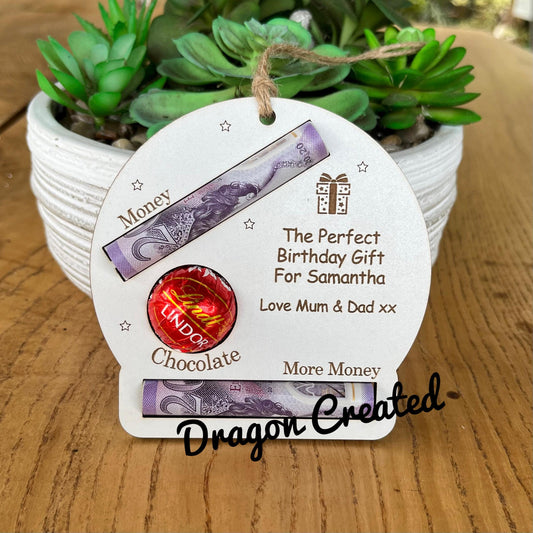 Personalised Engraved Wooden Birthday Money And Chocolate Holder