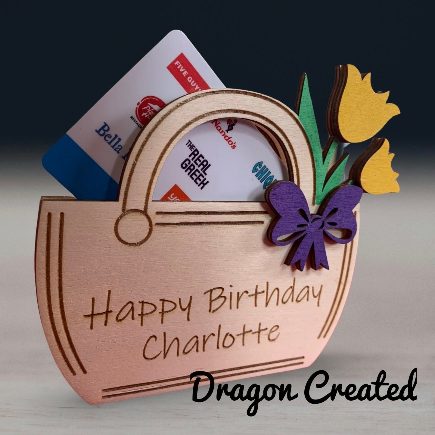 Personalised Wooden Gift Card Holder: Engraved Money Wallet