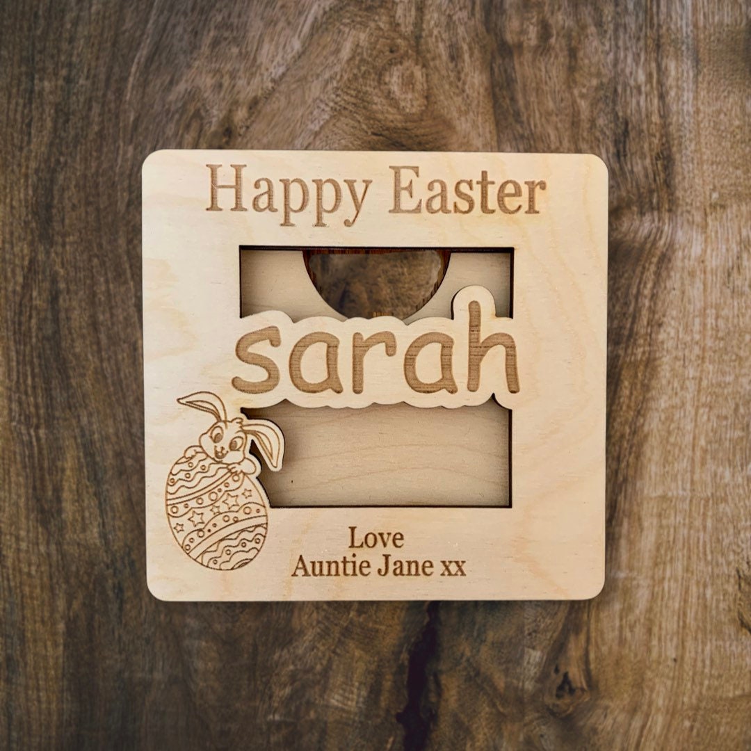 Personalised Easter Money Holder: Engraved Wooden Gift Envelope