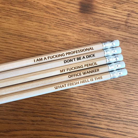 Rude Swear Word Pencils: Funny Office Novelty Gift, Set of 5