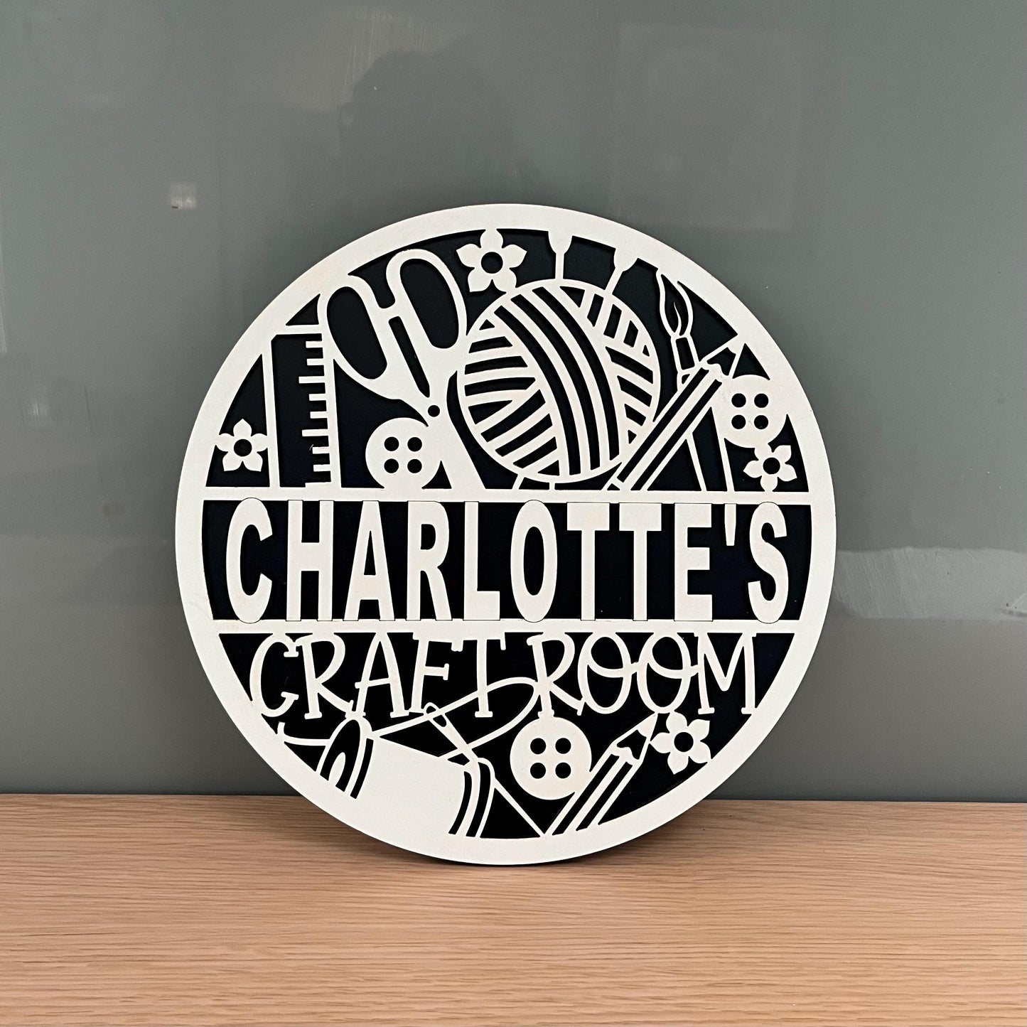 Personalised Craft Room Sign, Wooden 21cm Sign, Door Wall Plaque.