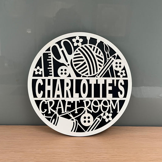 Personalised Craft Room Sign, Wooden 21cm Sign, Door Wall Plaque.