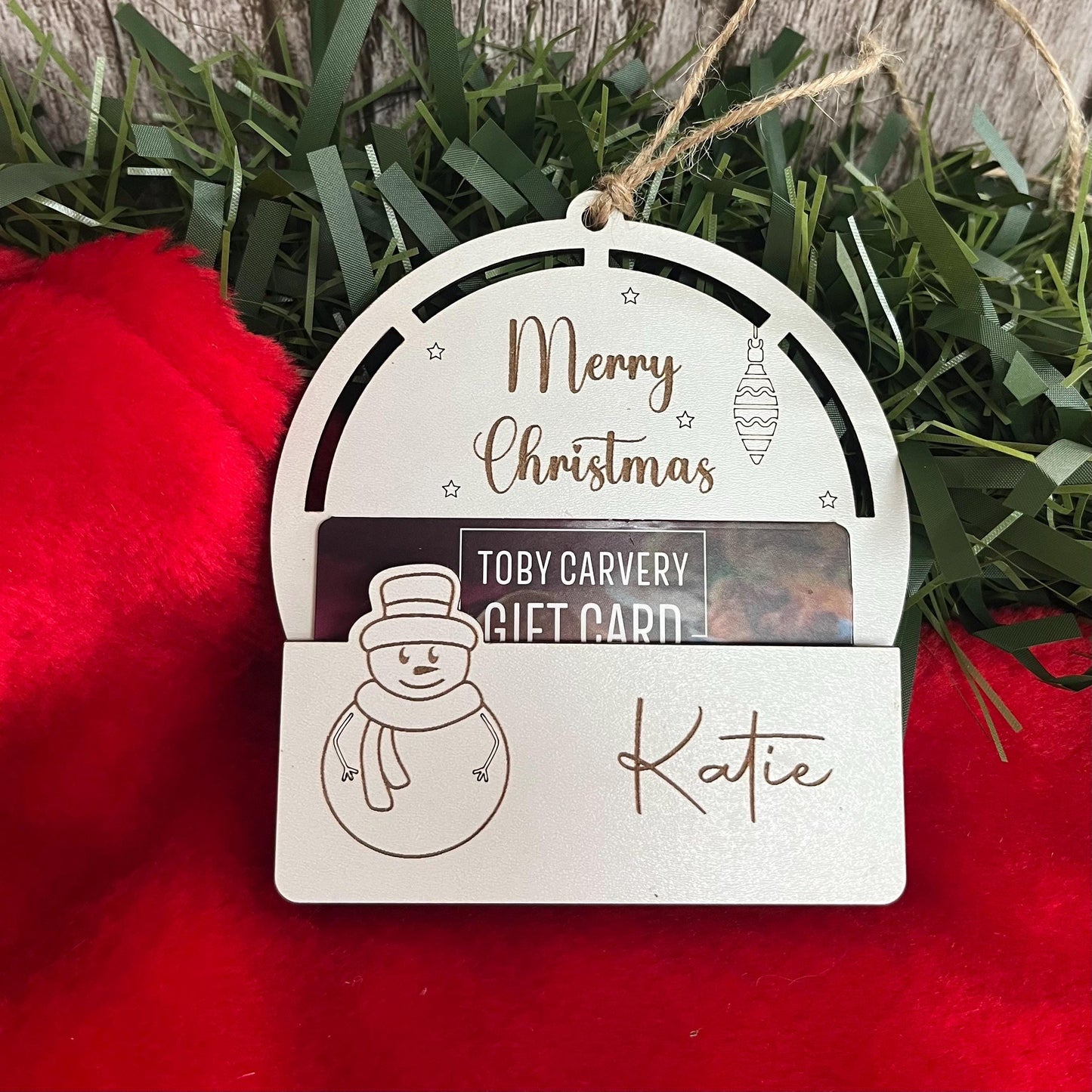 Gift Card Holder, Christmas Tree Ornament, Voucher Holder, Xmas Money Envelope, Wooden Personalised