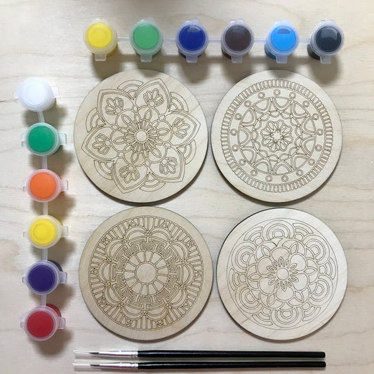 DIY Mandala Coaster Paint Kit: Birch Wood Arts & Craft Gift