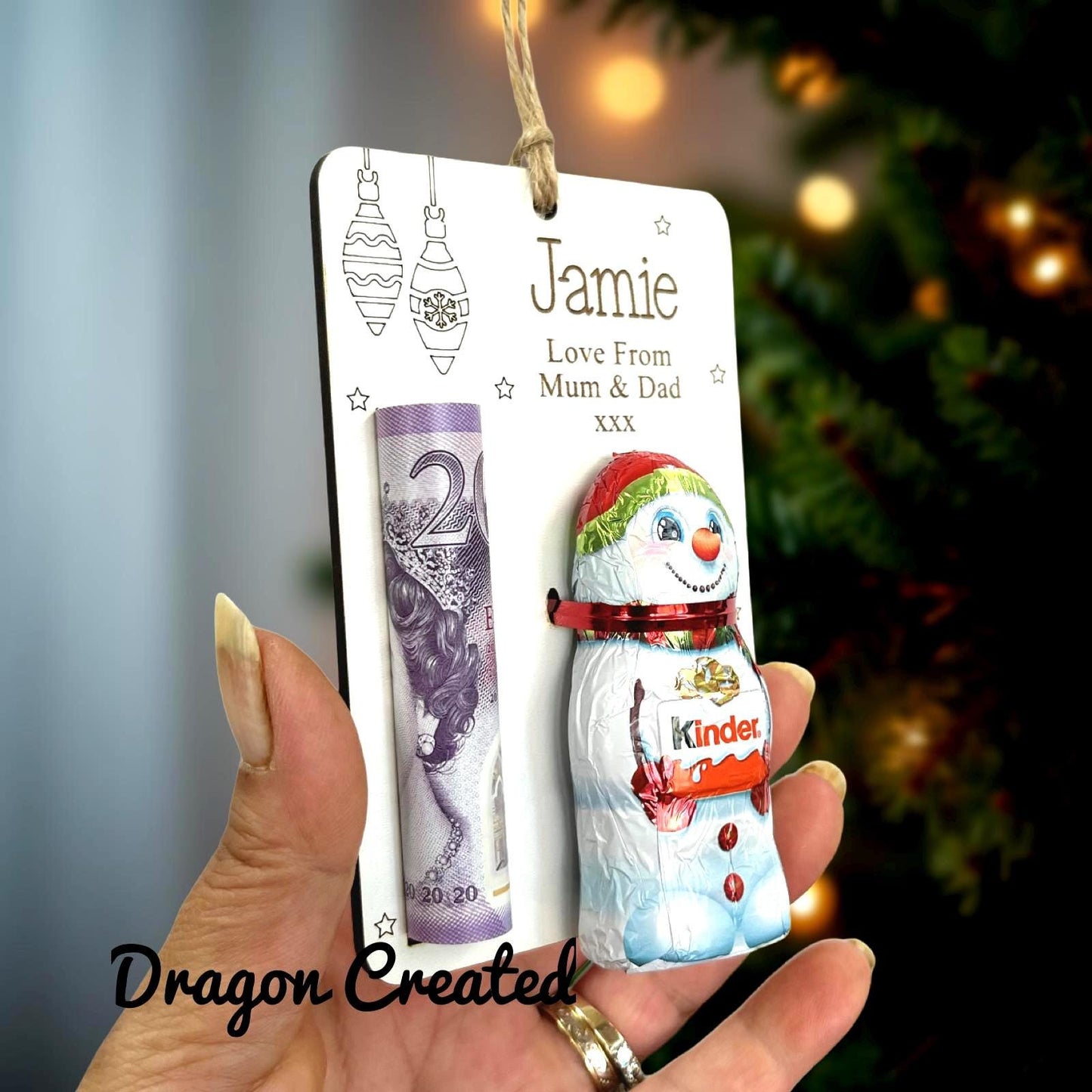 Christmas Money & Chocolate Envelope - Tree Ornament, Money Holder, Lindor Bear, Kinder Snowman