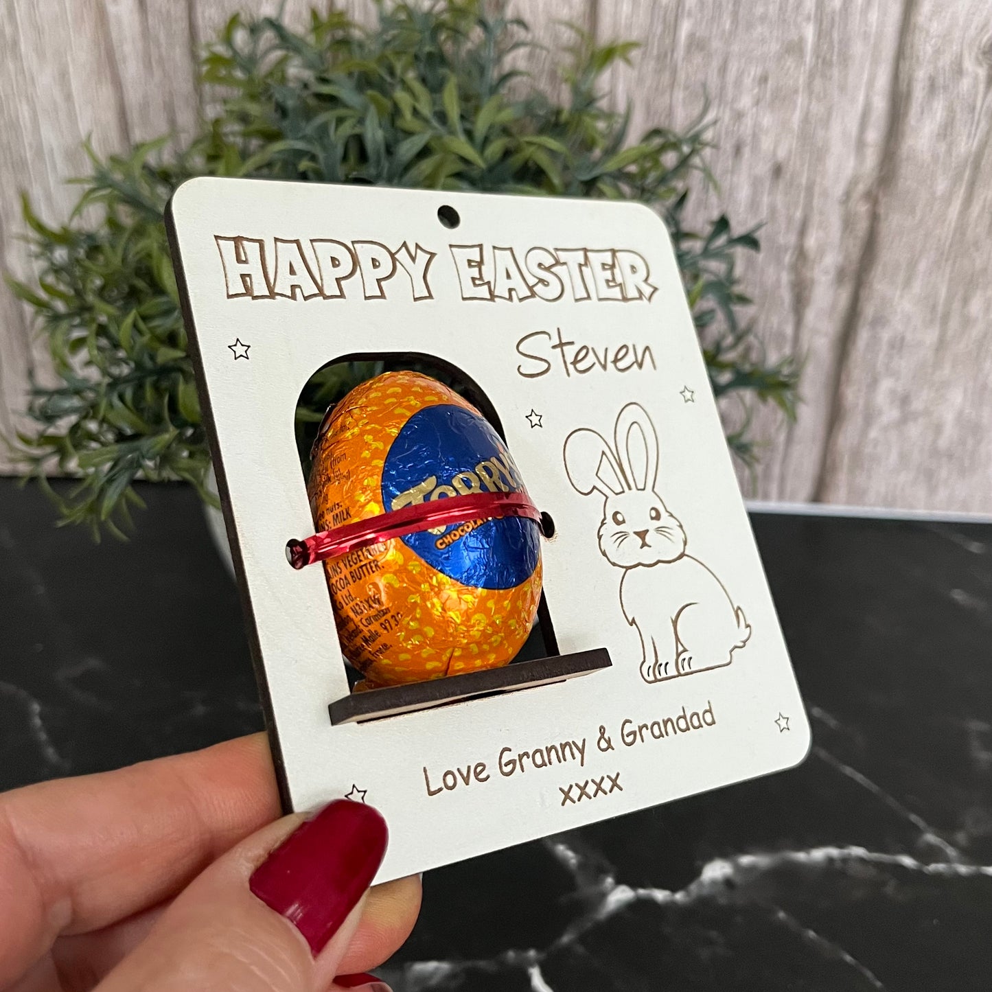 Easter Egg Chocolate Holder: Personalised Easter Envelope, Basket Tag