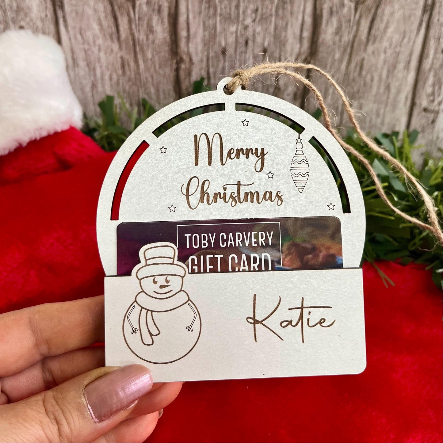 Gift Card Holder, Christmas Tree Ornament, Voucher Holder, Xmas Money Envelope, Wooden Personalised