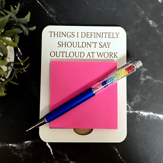 Funny Sarcastic Engraved Wooden Post-it Note Holder: Joke Gift, Office Note Pad