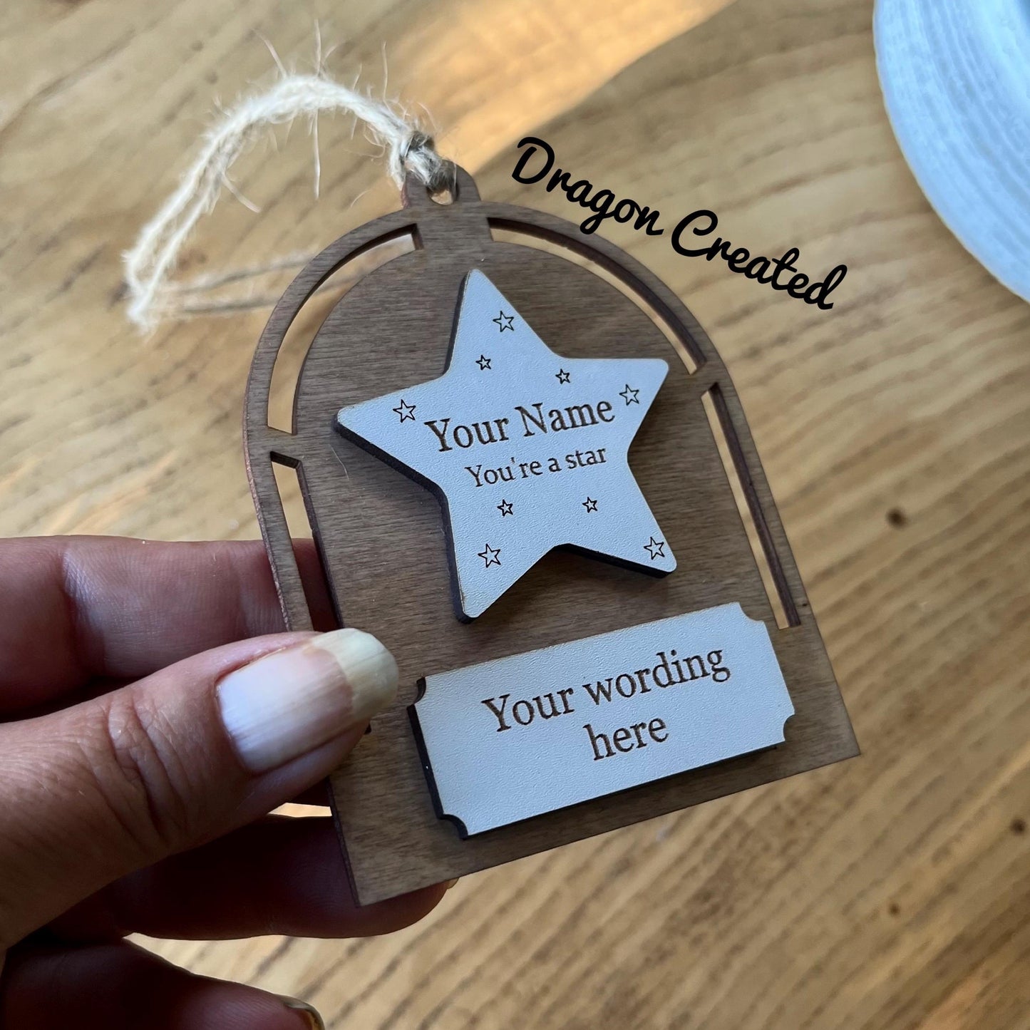 Personalised Wooden Star Gift: Teacher Appreciation, Congratulations Achievement Award,  Exam Success