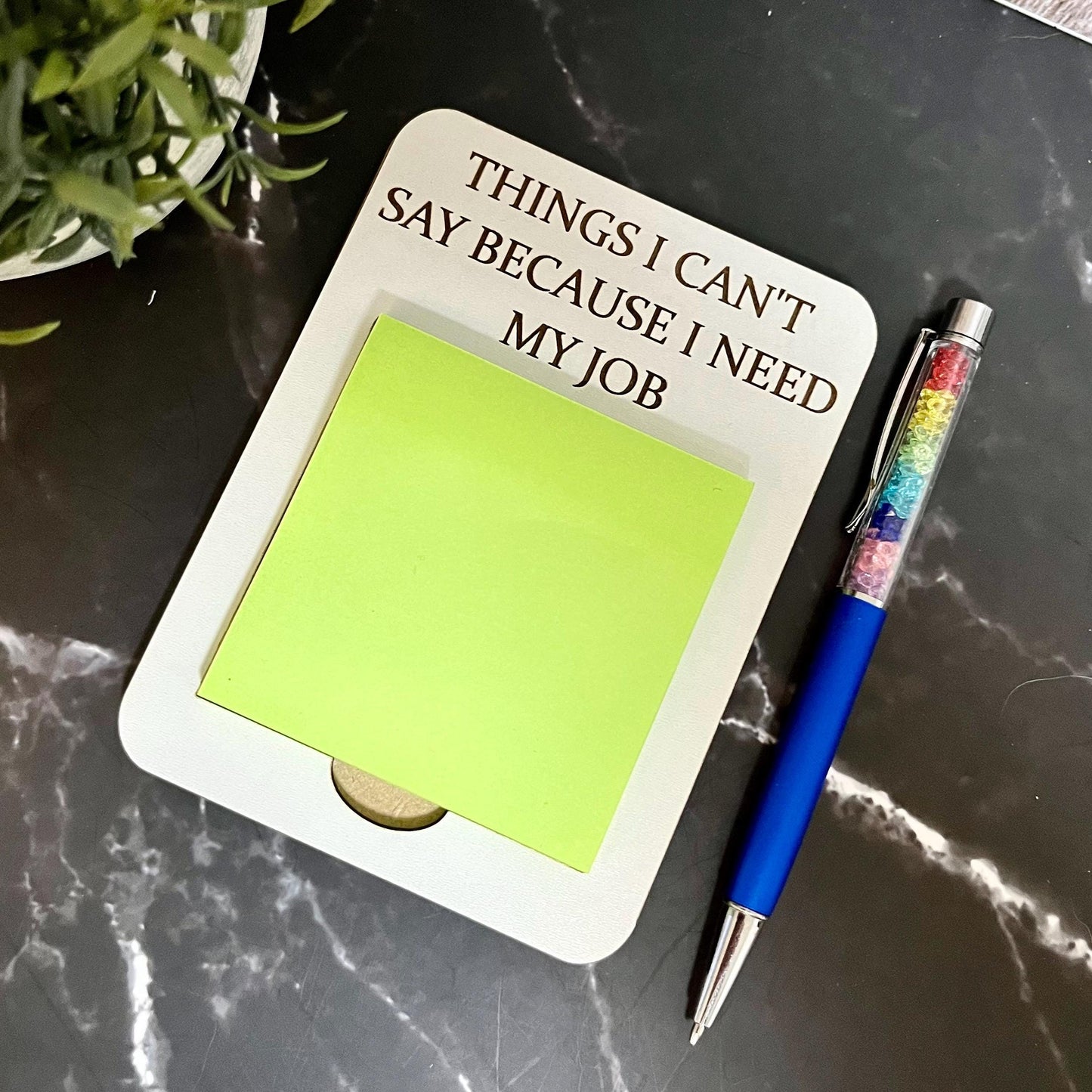 Funny Office Note Pad,  Wooden Sticky Note Holder: Post-it-Note Holder, Sarcastic Work Gift