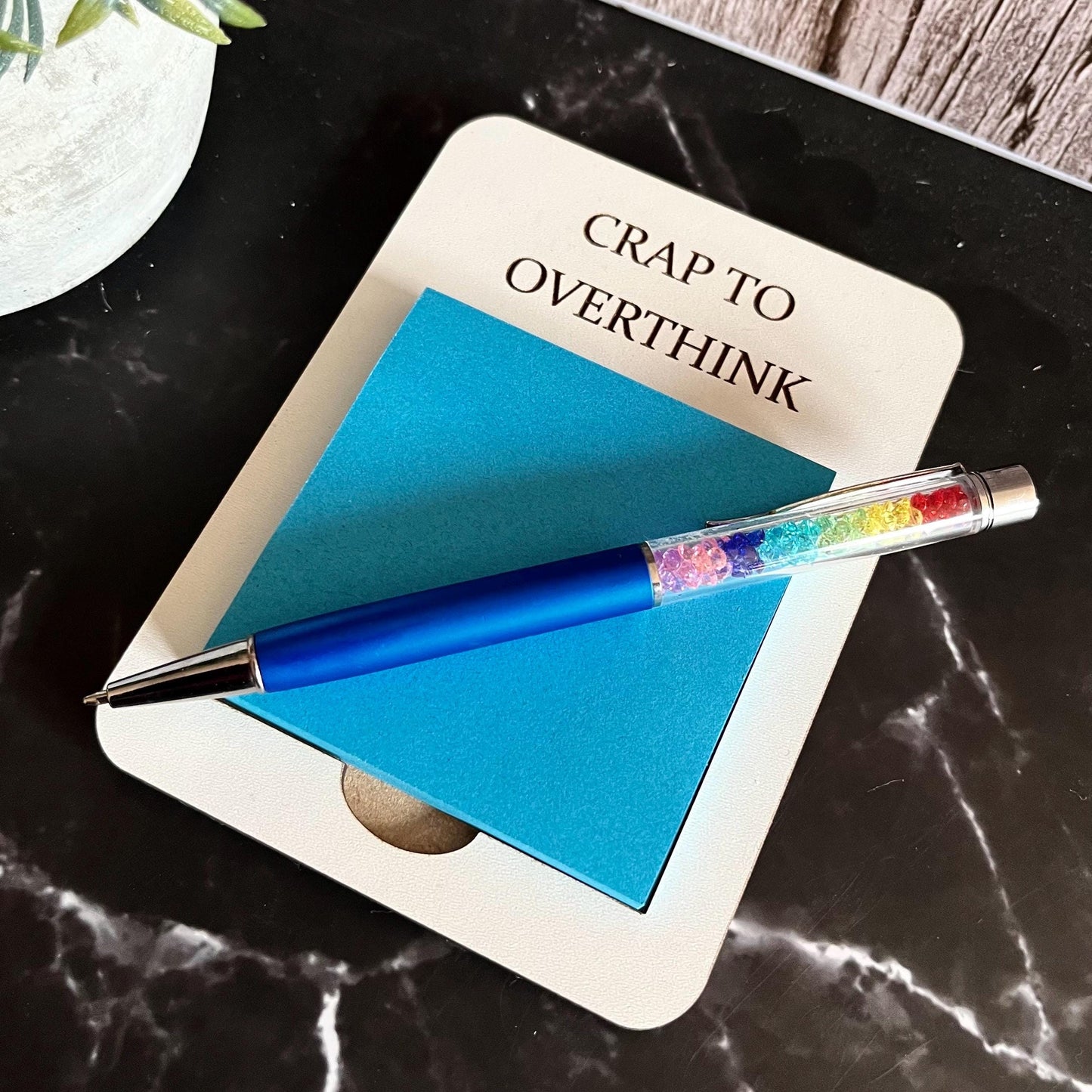 Note Pad, Wooden Post-It Note Holder: Sarcastic Desk Organizer, Funny Quote