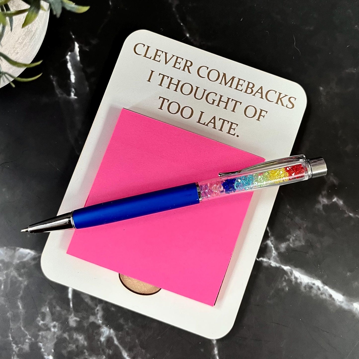 Note Pad, Wooden Post-It Note Holder: Sarcastic Desk Organizer, Funny Quote