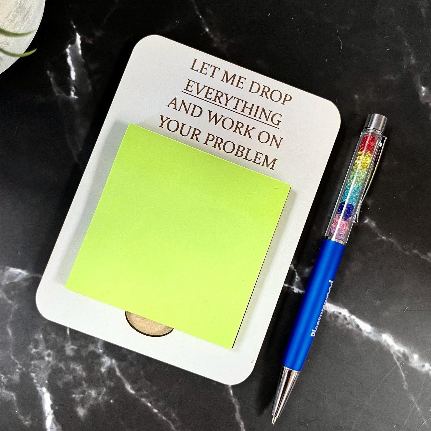 Funny Work Post-It Note Holder: Sarcastic Desk Organizer, Note Pad