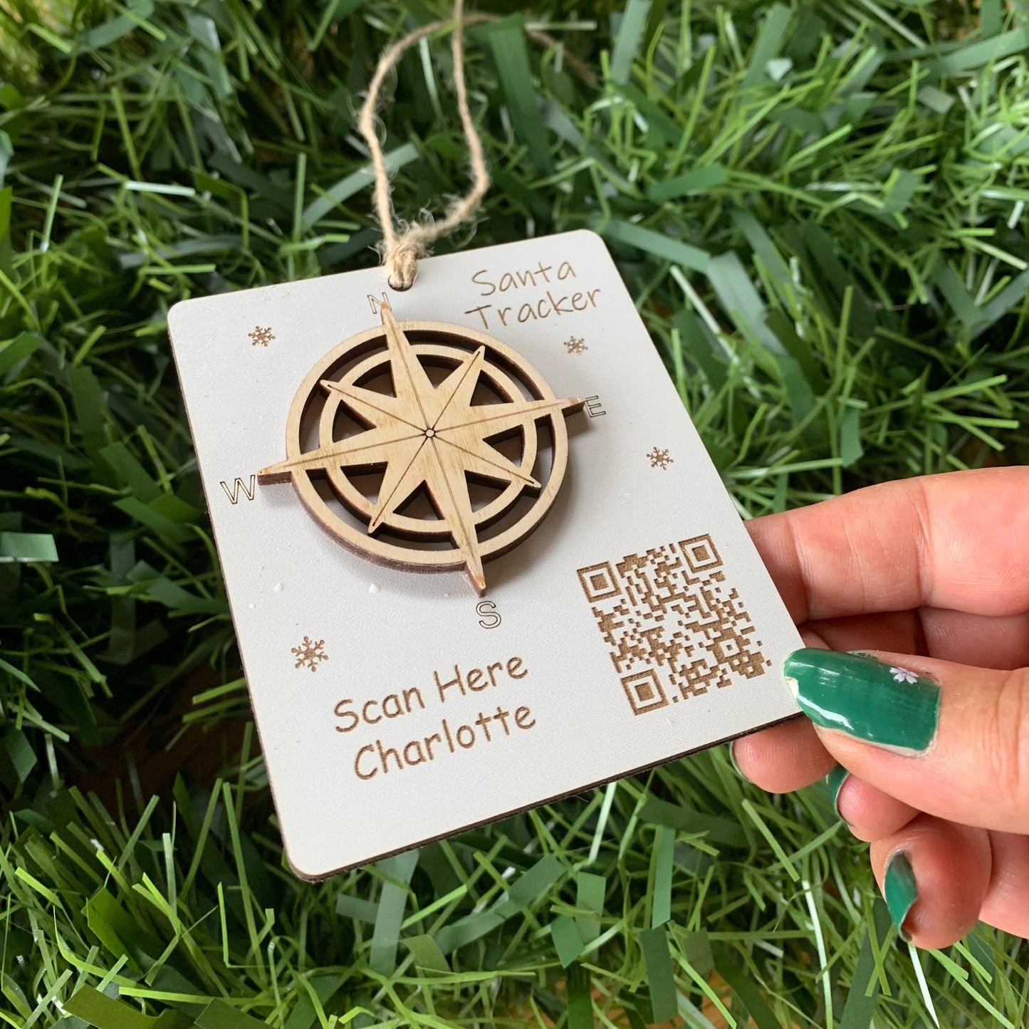 Personalised Santa Tracker Ornament: Wooden Reindeer NORAD QR Code, Christmas Decoration