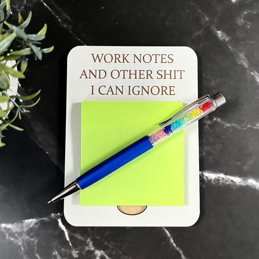 Funny Sarcastic Note Pad,  Post-It Note Holder: Engraved Desk Organizer