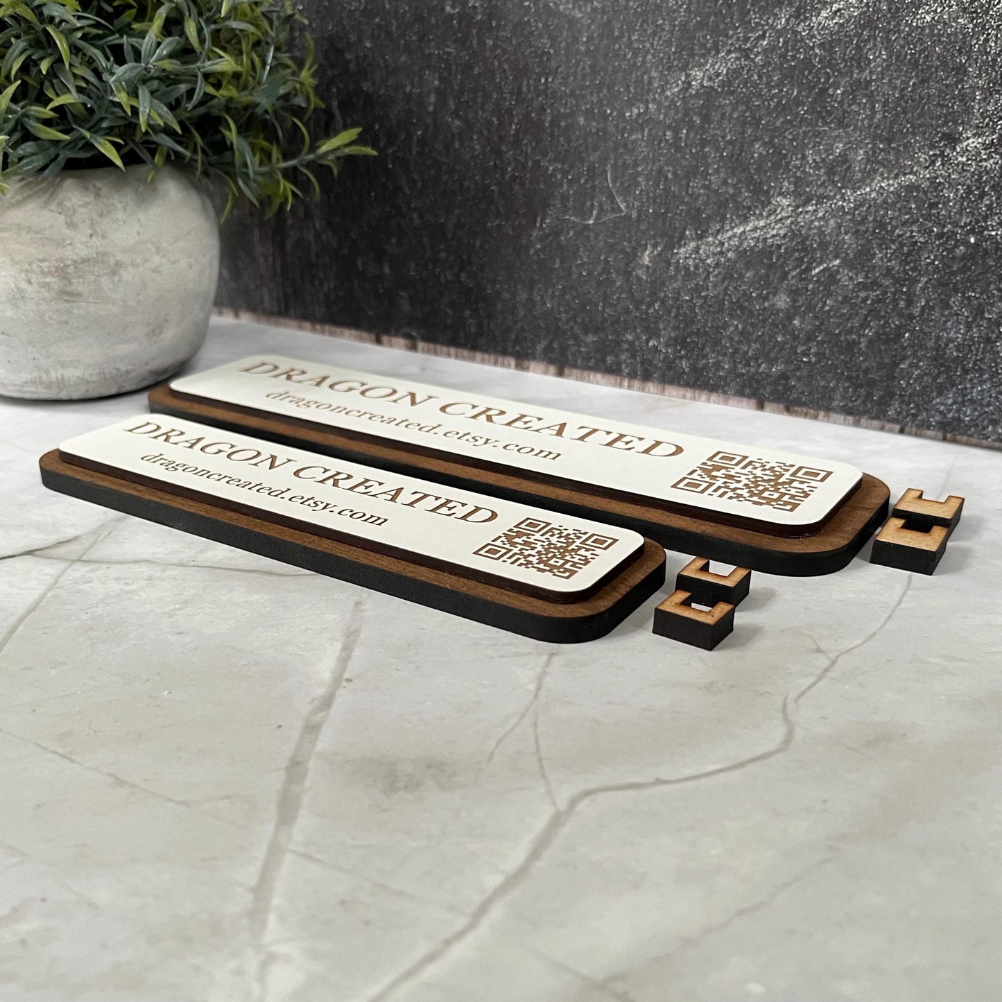 Desk QR Code Display Stand: Social Media Advertising Sign, Craft Fair Display Plaque, Table Buisness Name Sign