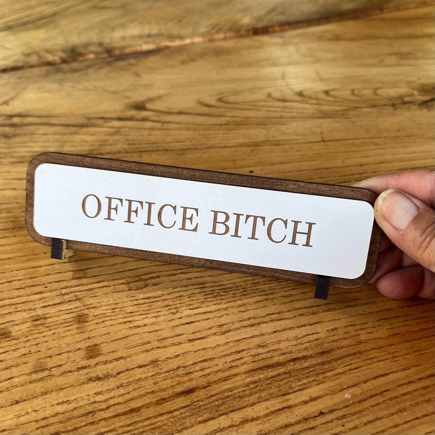 Funny Work Desk Sign, Name Plate Sign, Office Bitch,  Office Wooden Plaque