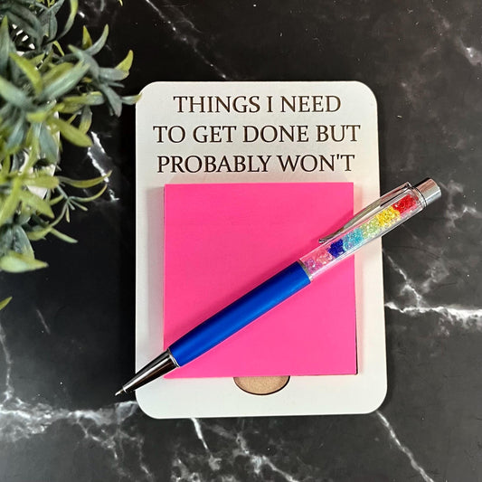 Funny Engraved Post-it Note Holder: Sarcastic Desk Organizer, Note Pad