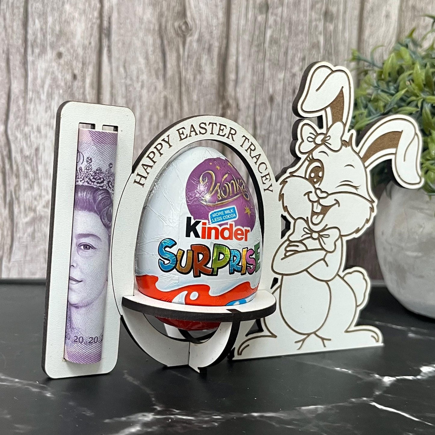 Easter Chocolate And Money Holder: Personalised Easter Envelope, Chocolate Table Stand, Cash Gift