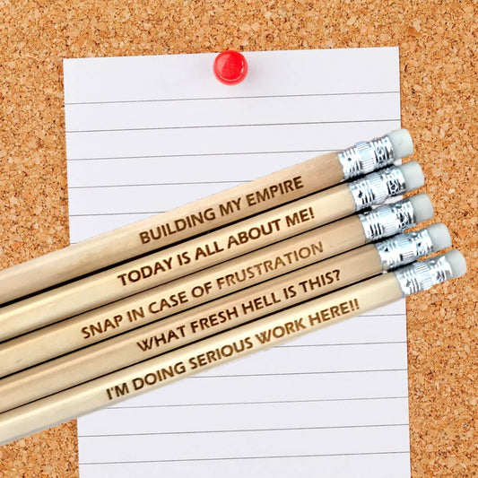 Funny Quote Pencils: Office Novelty Joke Gift, Set of 5