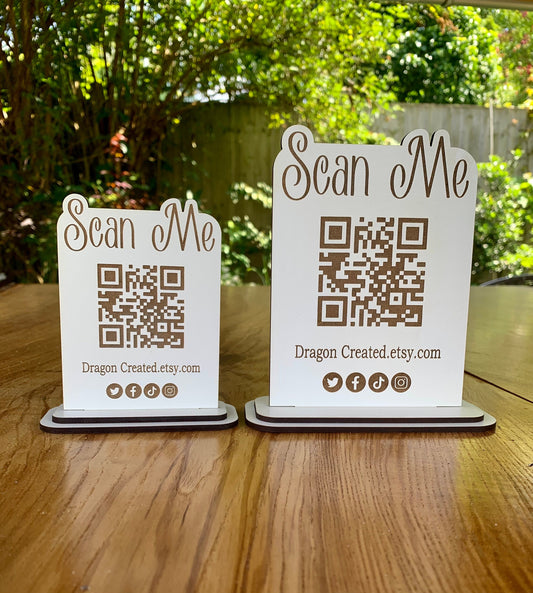 Personalised QR Code Display Stand: Social Media Advertising Sign, Craft Fair Display