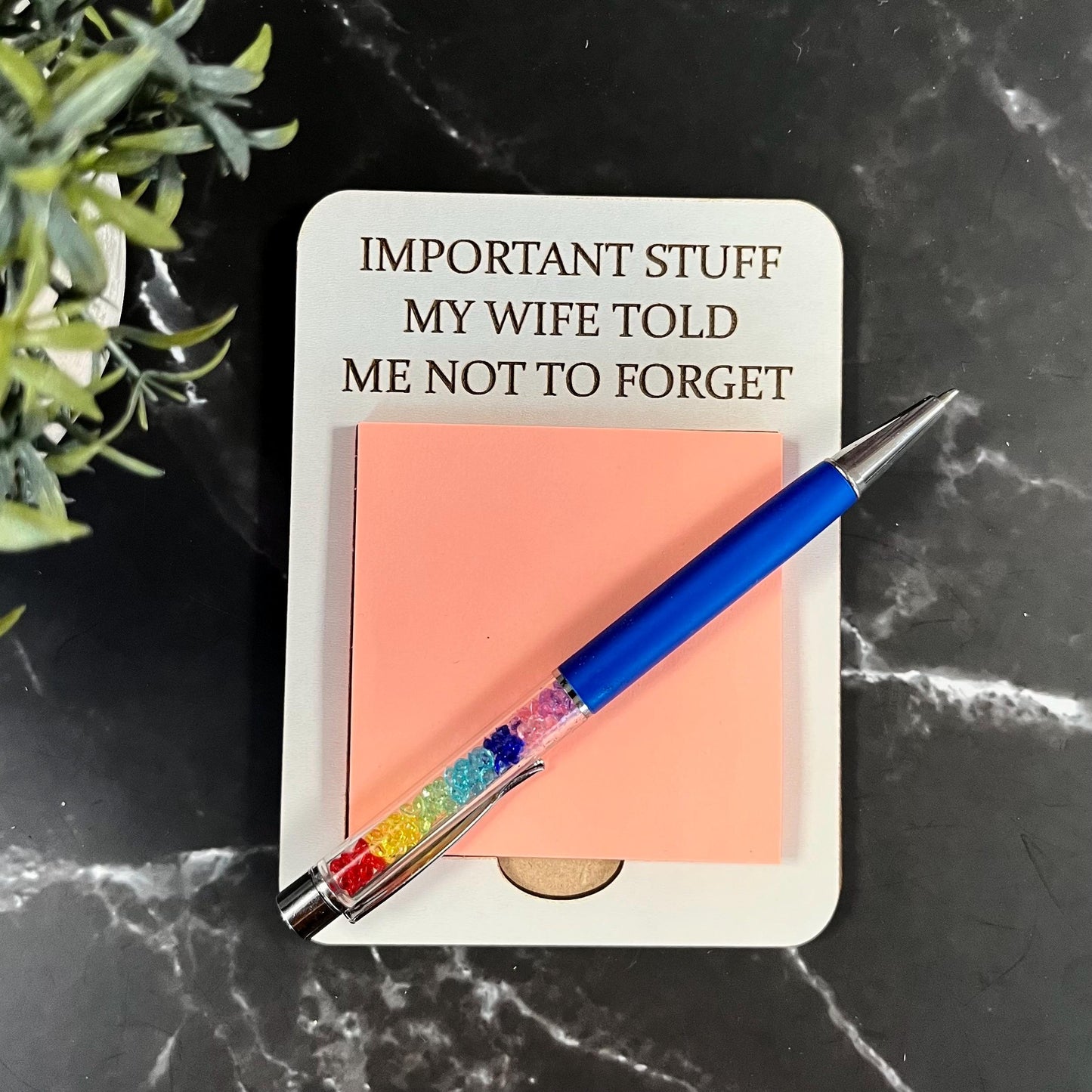 Funny Engraved Post-It Note Holder: Sarcastic Desk Organizer, Note Pad