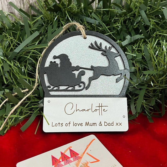 Gift Card Holder, Christmas Tree Ornament, Voucher Holder, Xmas Money Envelope, Wooden Personalised