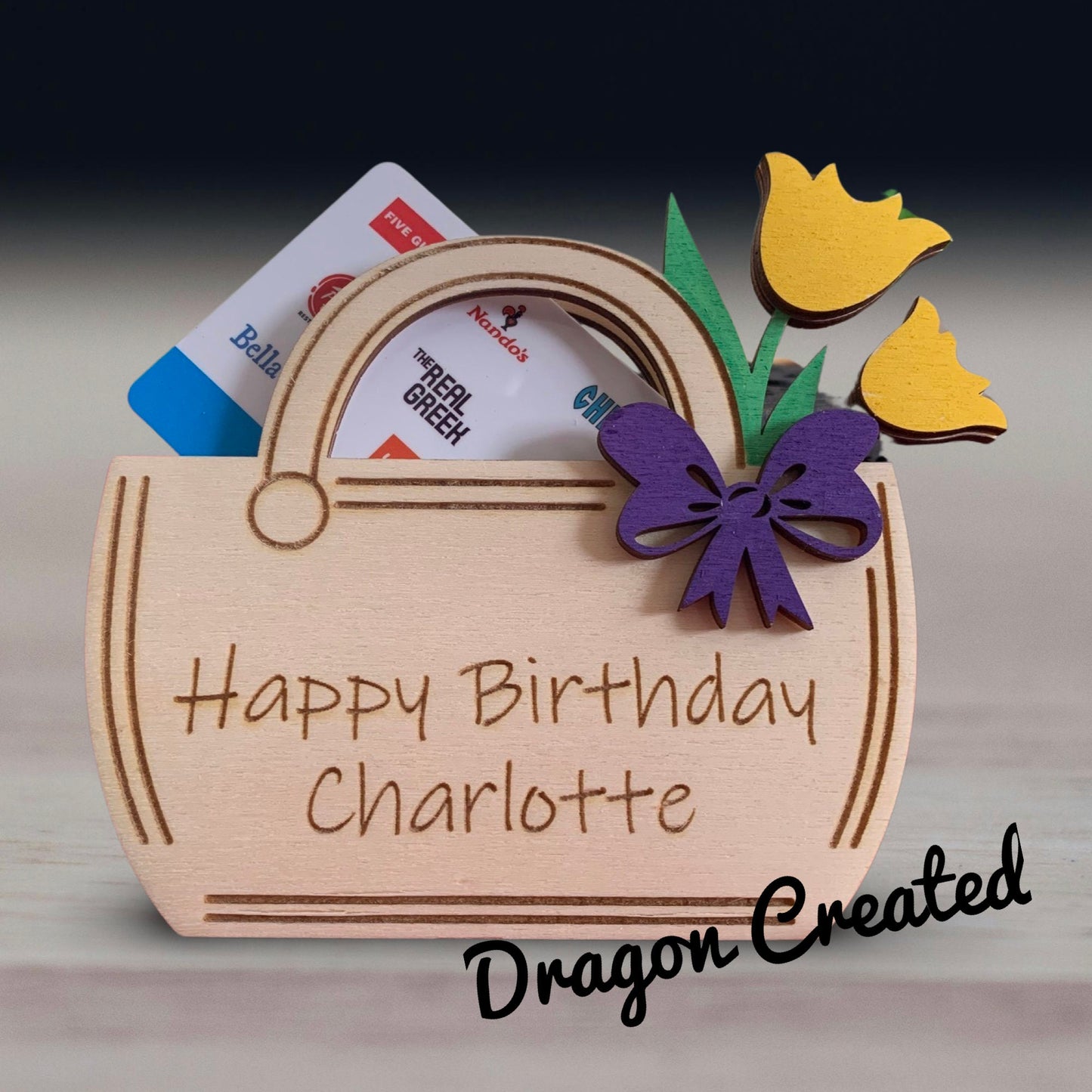 Personalised Wooden Gift Card Holder: Engraved Money Wallet