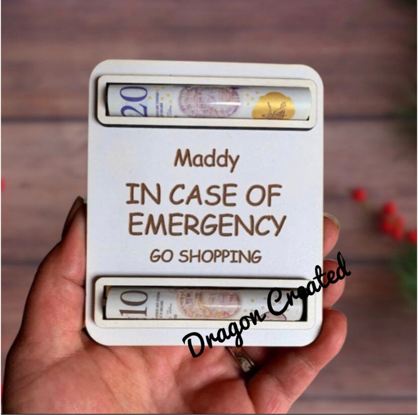 Personalised 'In Case of Emergency' Money Holder - Engraved Cash Gift