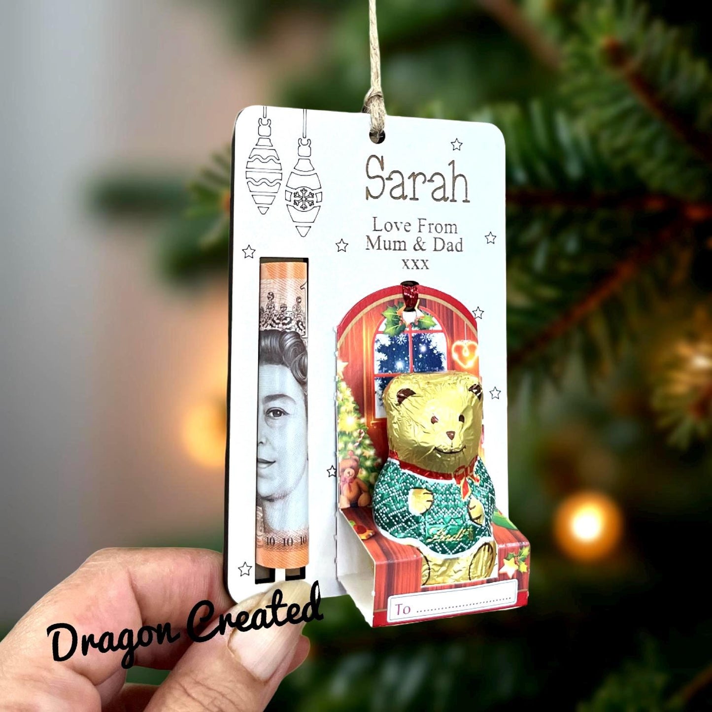 Christmas Money & Chocolate Envelope - Tree Ornament, Money Holder, Lindor Bear, Kinder Snowman