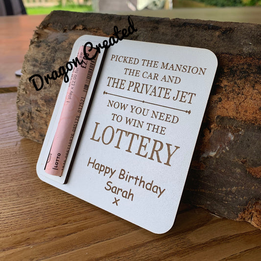 Personalized Wooden Lottery Ticket Holder: Fun Gift Envelope
