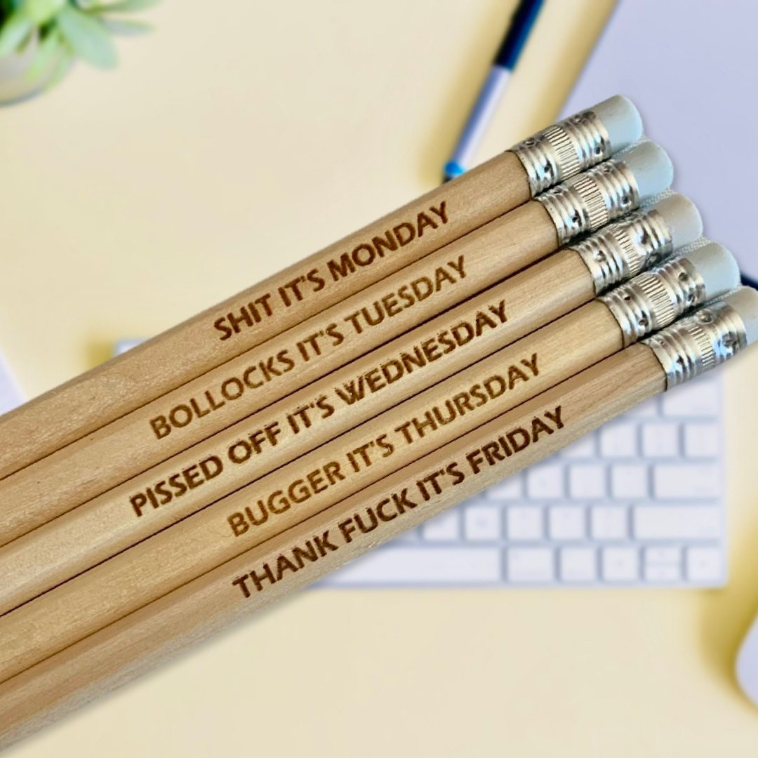 Rude Swear Word Pencils: Funny Office Novelty Gift, Days Of The Week