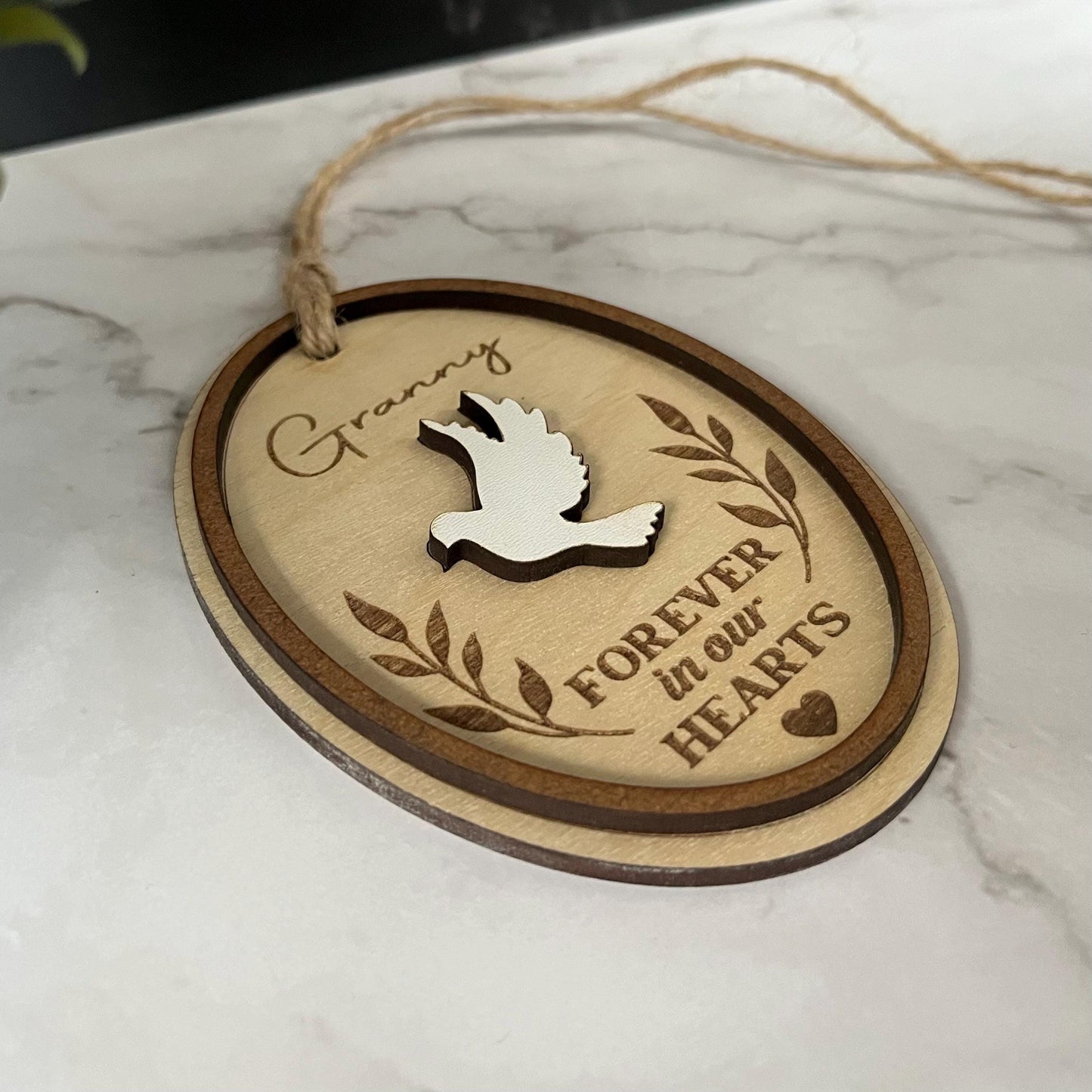 Personalised Memorial Ornament: Engraved Birch Wood Remembrance Bauble, Loved One, Christmas Decoration
