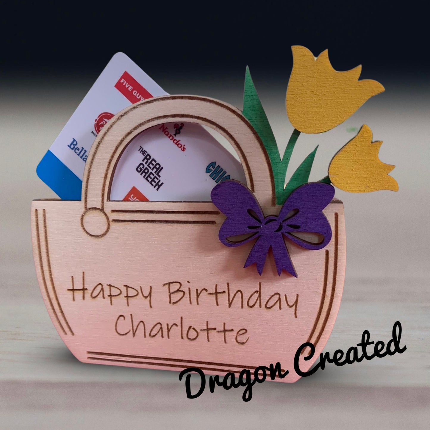 Personalised Wooden Gift Card Holder: Engraved Money Wallet