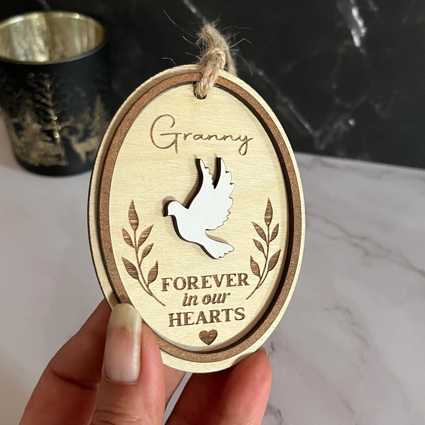 Personalised Memorial Ornament: Engraved Birch Wood Remembrance Bauble, Loved One, Christmas Decoration