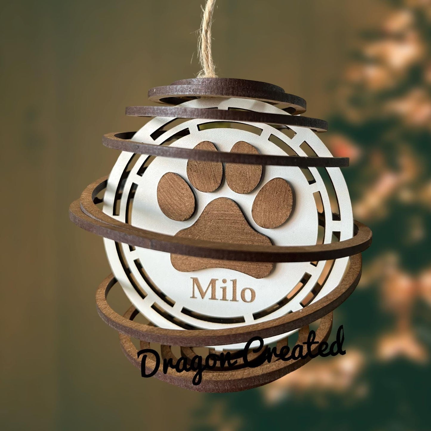 Personalised Dog Christmas Ornament: Engraved Wooden Pet Bauble Tree Decoration
