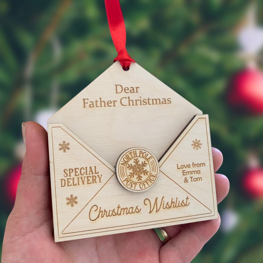Santa Letter Holder, Father Christmas Wish List, Tree Decoration, Keepsake, 3D Holder