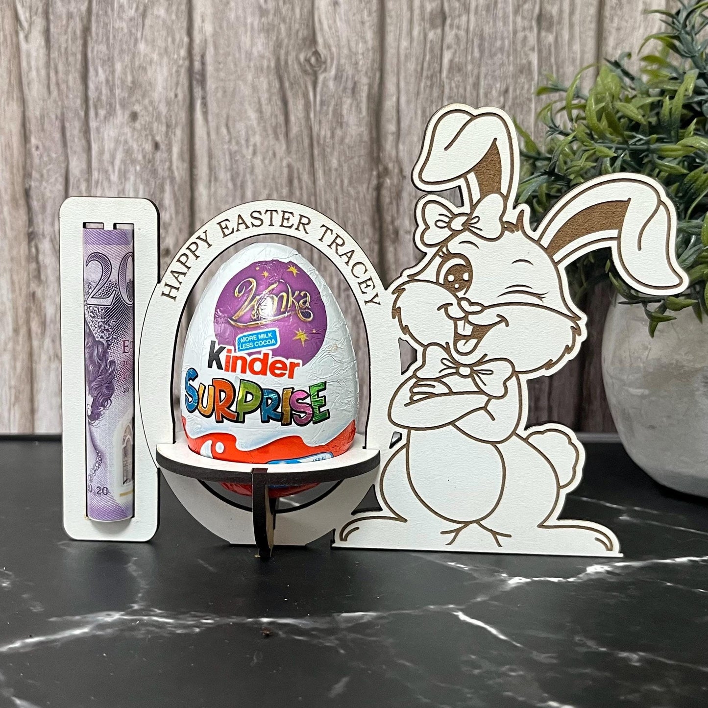 Easter Chocolate And Money Holder: Personalised Easter Envelope, Chocolate Table Stand, Cash Gift