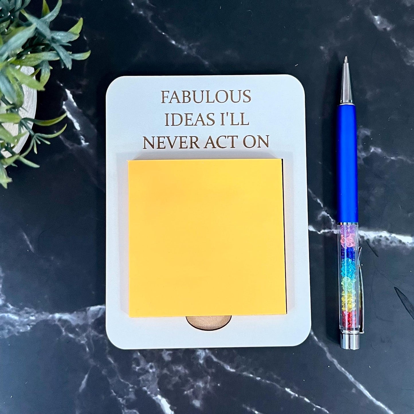 Engraved Wooden Post-It Note Holder: Sarcastic Desk Organizer