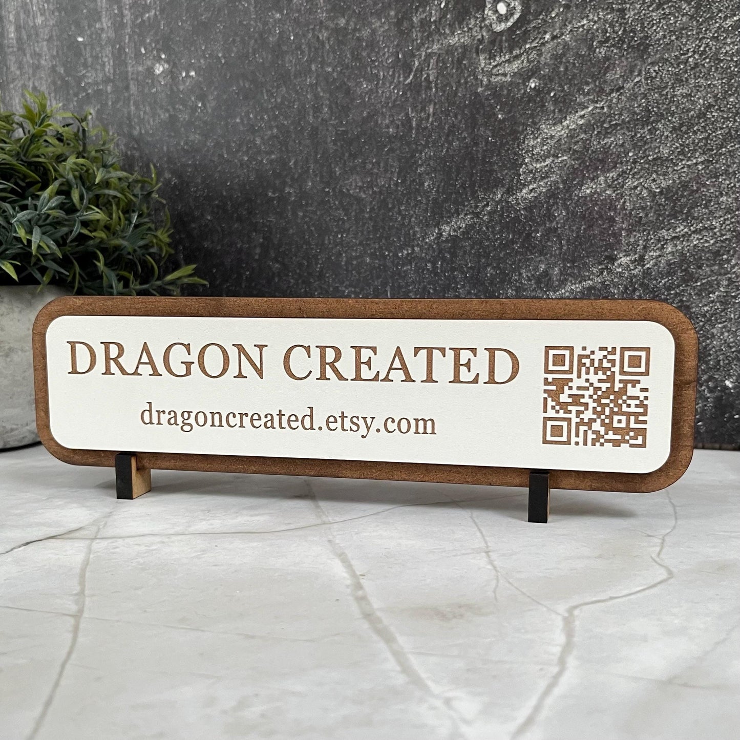 Desk QR Code Display Stand: Social Media Advertising Sign, Craft Fair Display Plaque, Table Buisness Name Sign