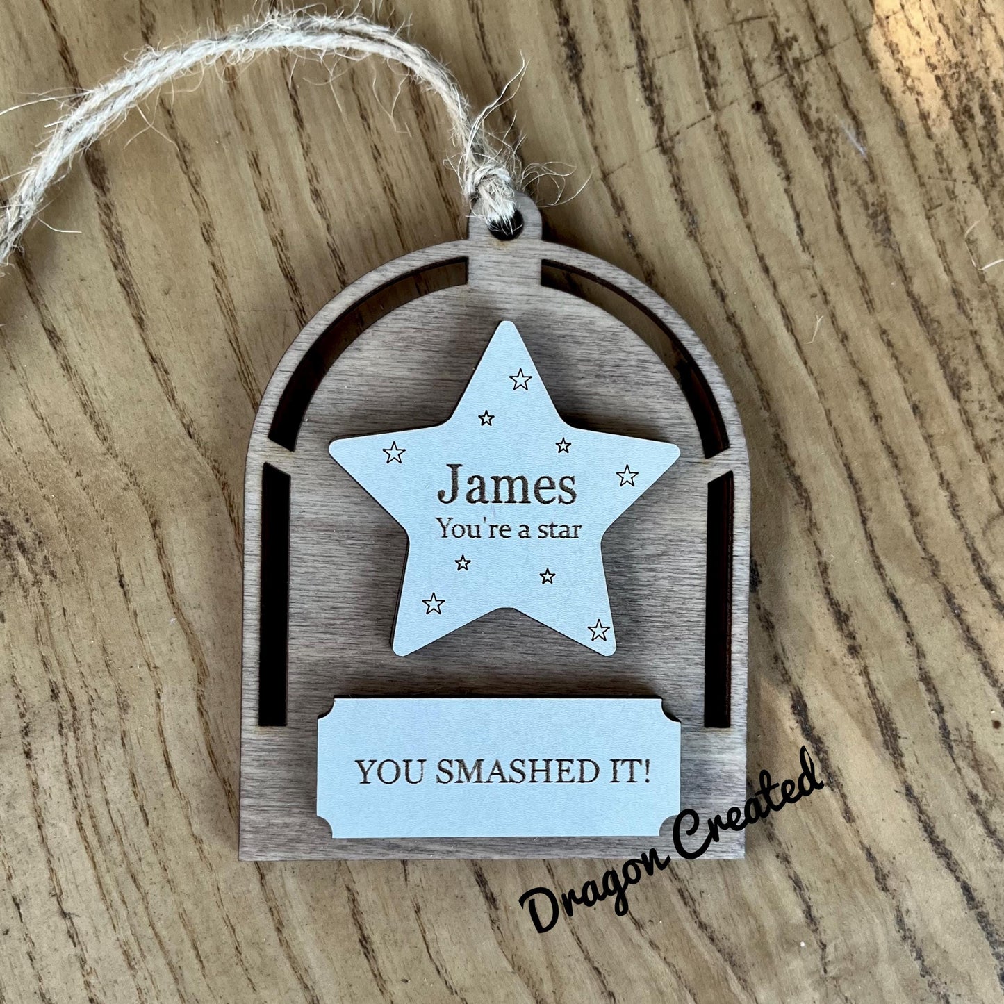Personalised Wooden Star Gift: Teacher Appreciation, Congratulations Achievement Award,  Exam Success