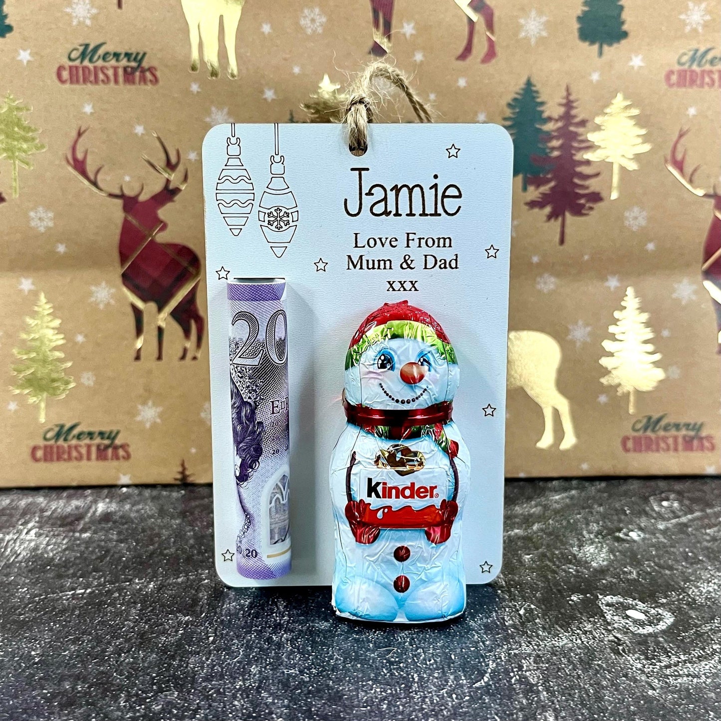 Christmas Money & Chocolate Envelope - Tree Ornament, Money Holder, Lindor Bear, Kinder Snowman
