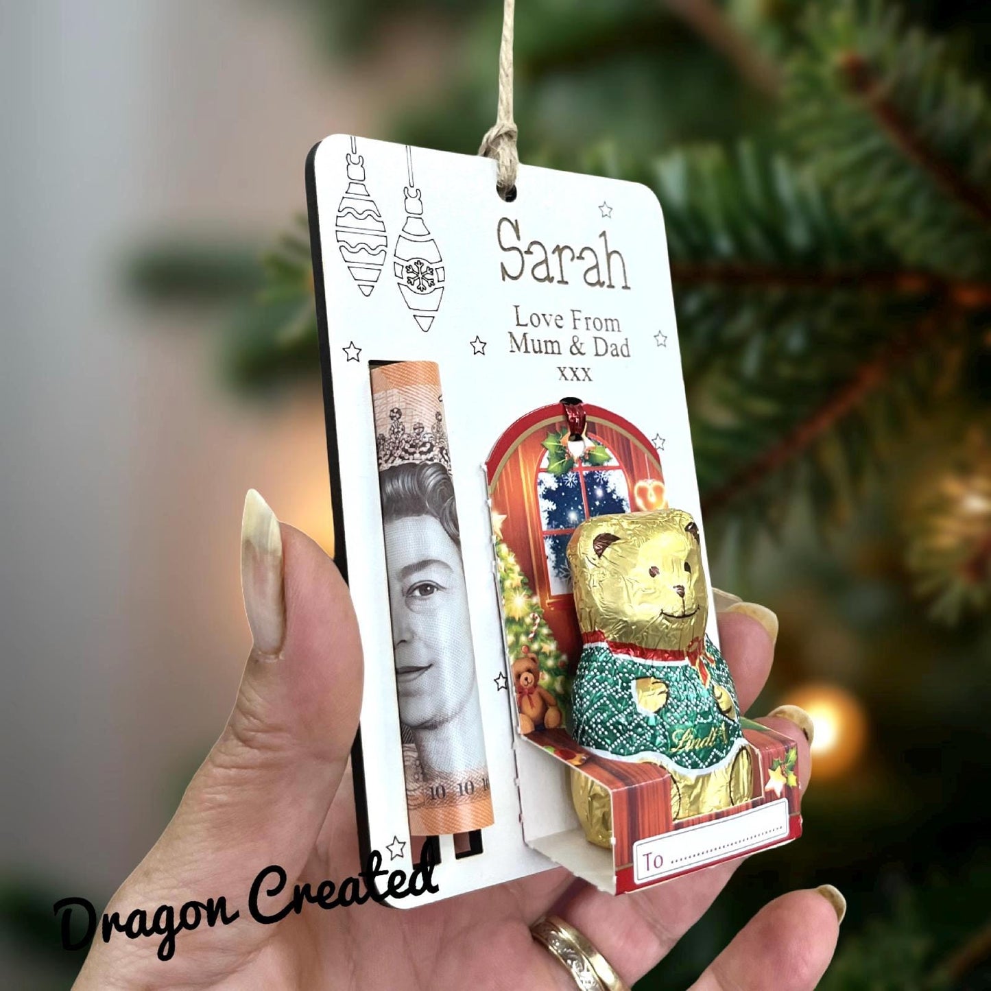 Christmas Money & Chocolate Envelope - Tree Ornament, Money Holder, Lindor Bear, Kinder Snowman