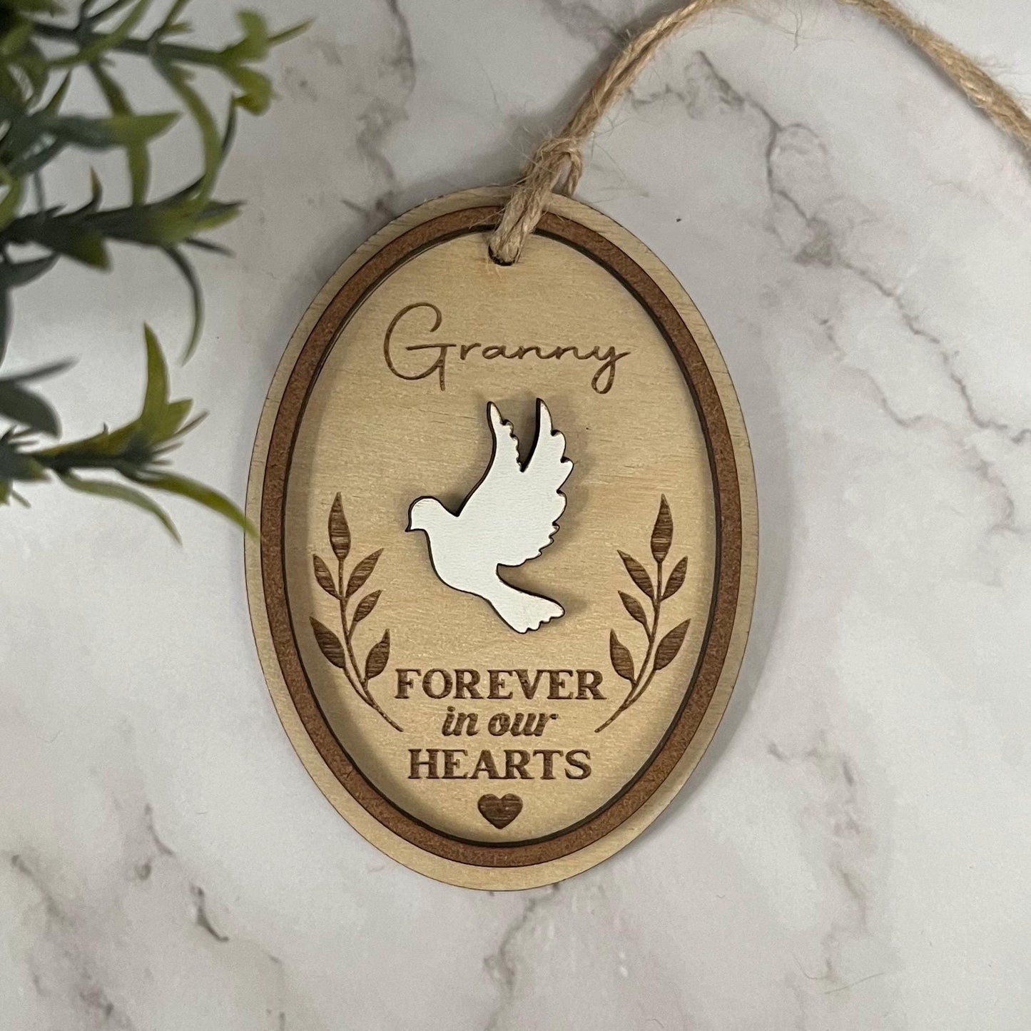 Personalised Memorial Ornament: Engraved Birch Wood Remembrance Bauble, Loved One, Christmas Decoration