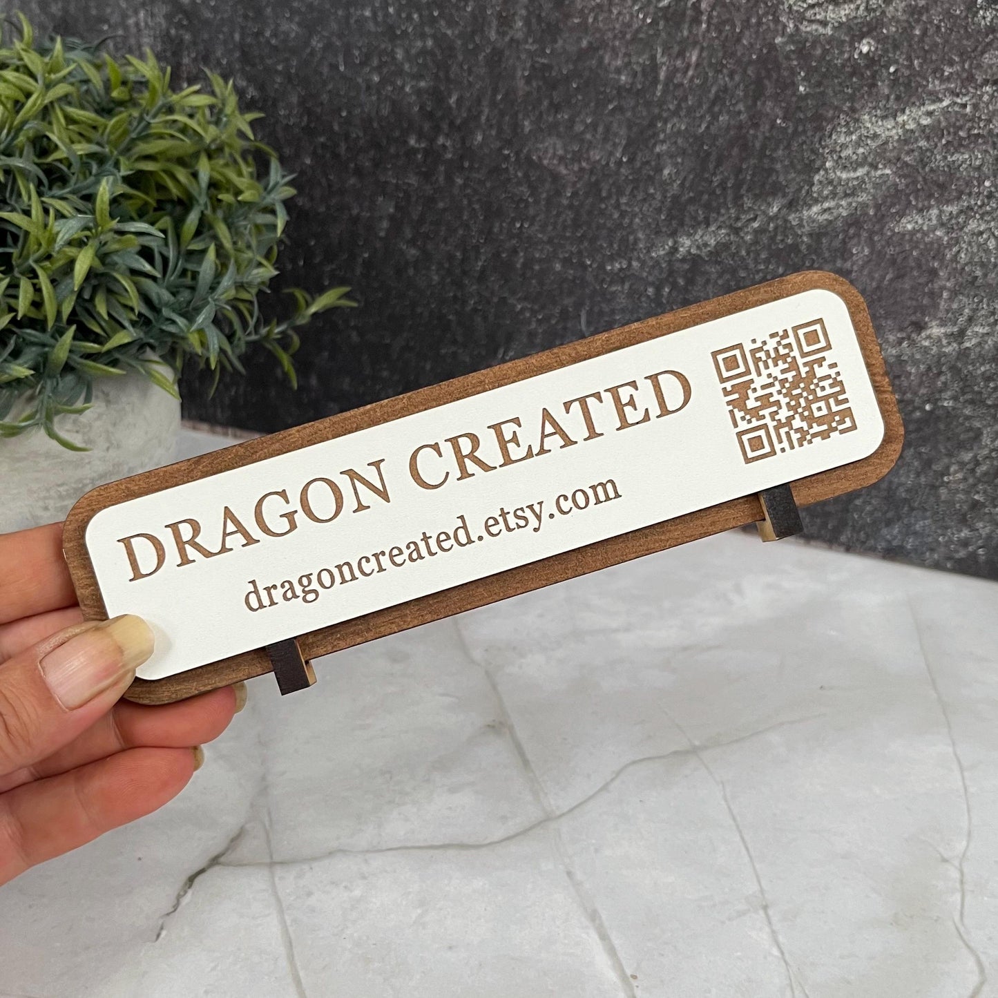 Desk QR Code Display Stand: Social Media Advertising Sign, Craft Fair Display Plaque, Table Buisness Name Sign