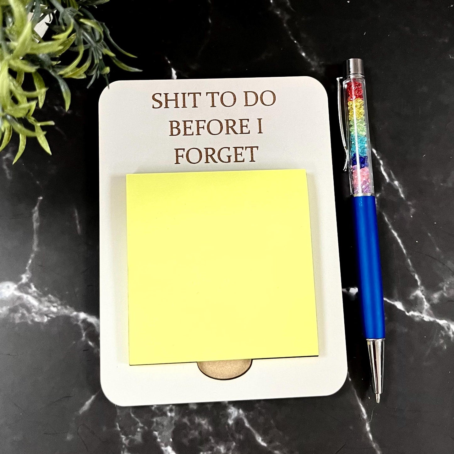 Funny Wooden Post-it- Note Holder: Sarcastic Work Desk Organizer, Work Pad