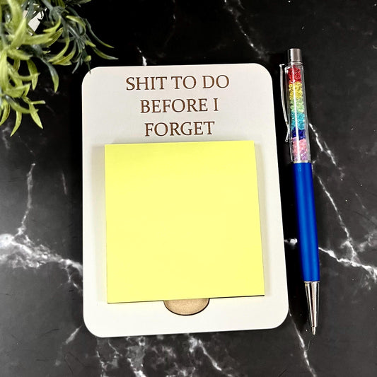 Funny Wooden Post-it- Note Holder: Sarcastic Work Desk Organizer, Work Pad